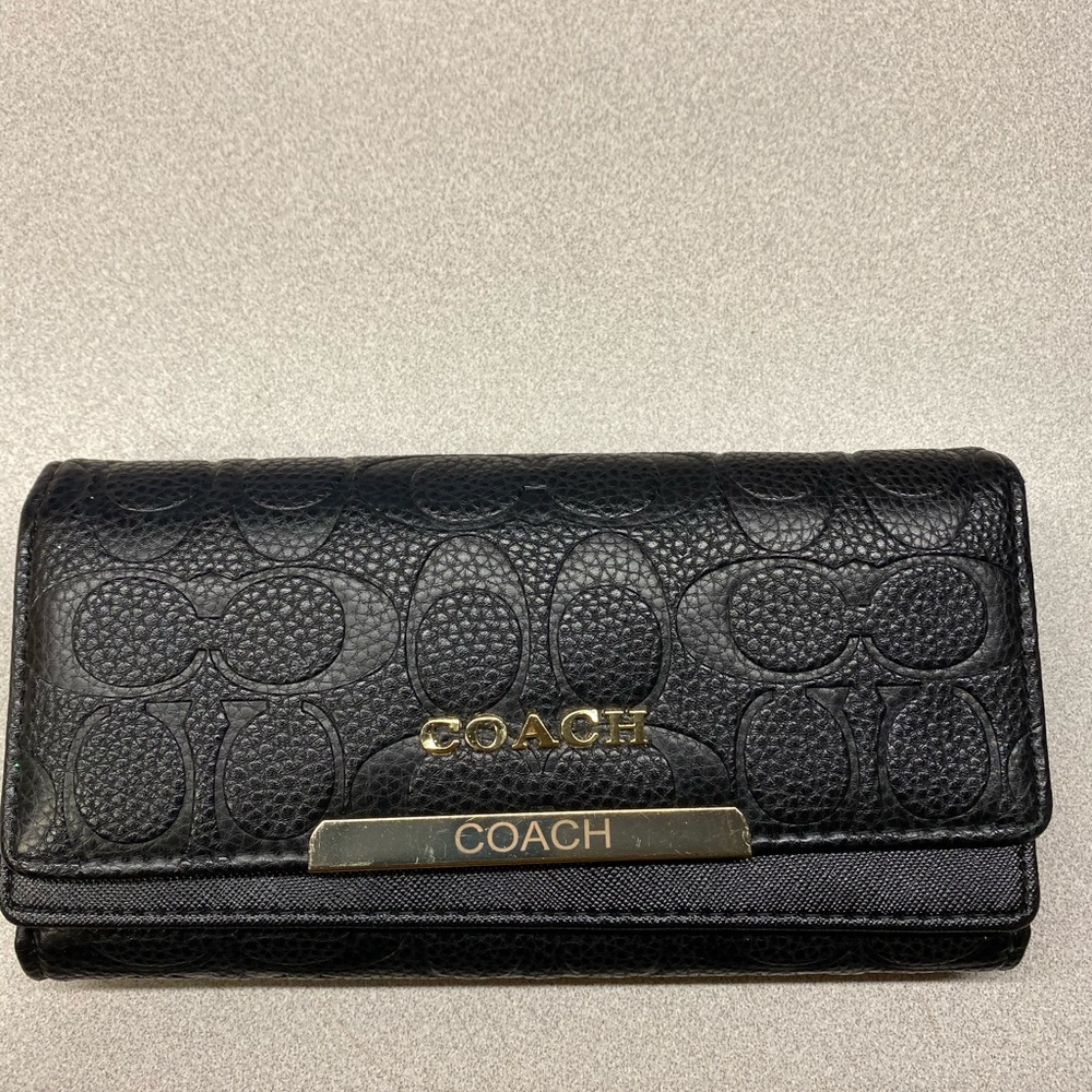 Black Leather Coach Envelope Wallet